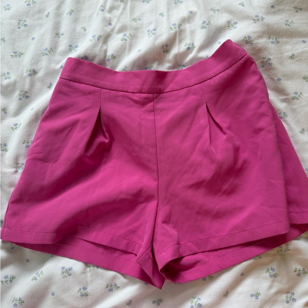 Sincerely Jules Bright Pink High-Waist Pleated Shorts